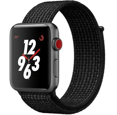 Curea iUni compatibila cu Apple Watch 1/2/3/4/5/6/7, 42mm, Nylon Sport, Woven Strap, Midnight Black