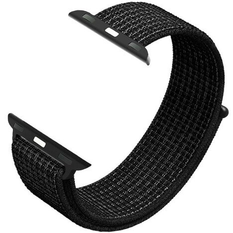 Curea iUni compatibila cu Apple Watch 1/2/3/4/5/6/7, 38mm, Nylon Sport, Woven Strap, Midnight Black